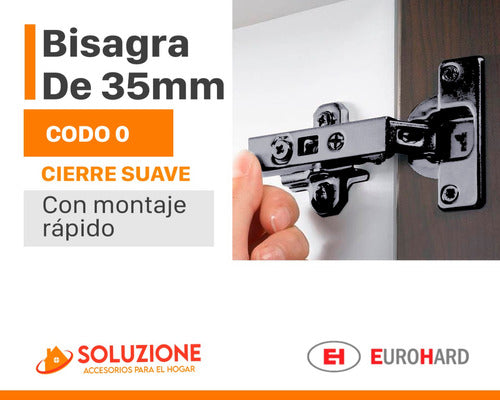 Eurohard Soft-Close Hinge Black Cup 35mm Codo 0 (Pair) 1