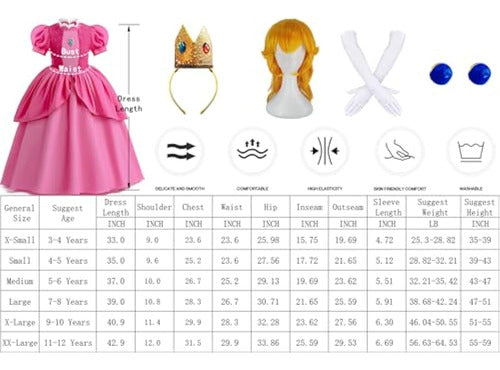 Enccfoeo Princess Peach Costume for Girls 2