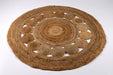 Round Handwoven Jute Rug with Circles 150cm 4