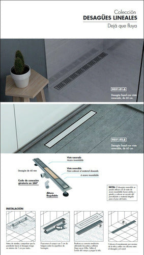 F&V Desague Lineal Rejilla FV 0351.02.6-AI Reversible 60cm Acero 6