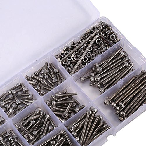 Yosoo 440 Pcs M3 Stainless Steel Hexagonal Head Socket Cap Screws and Nuts Kit 3