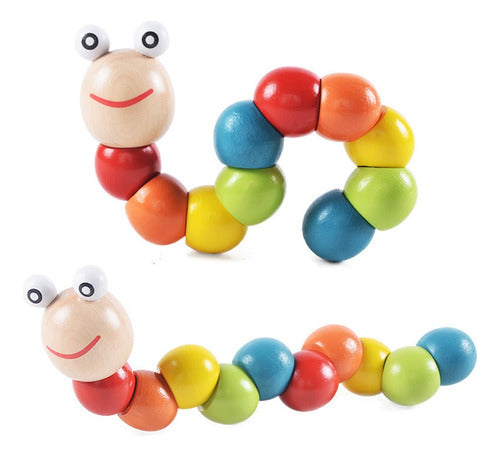 C&T Articulated Caterpillar Fidget Toy Stress Relief Wooden Toy 0