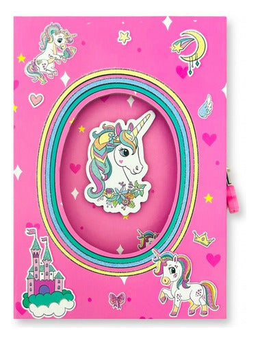 Trazo Diario Íntimo Unicornio Secreto Infantil Con Candado Mini 1