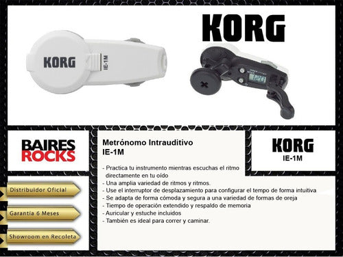 Korg Metronome IE 1M In Ear With Beats White 1