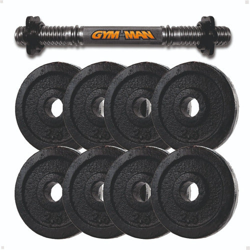 Gymman 1 Standard Adjustable Dumbbell + 20kg Cast Iron Discs 4