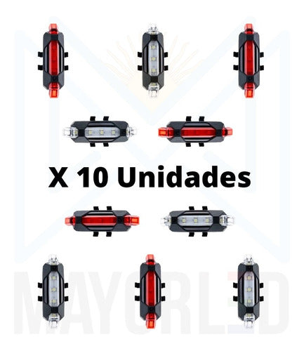 Wireless USB Bike Auxiliary Light White/Red Combo X10 Pack 2