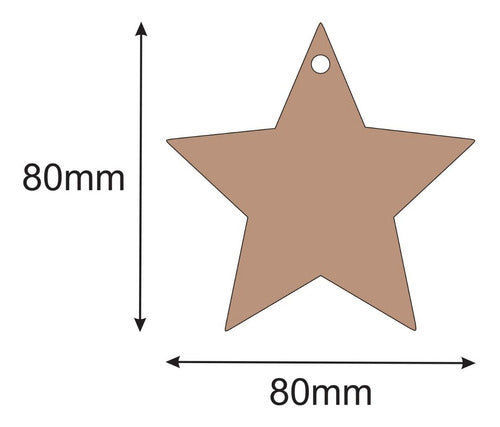 Pack of 100 Laser-Cut 8cm MDF Stars with Hanging Hole 1