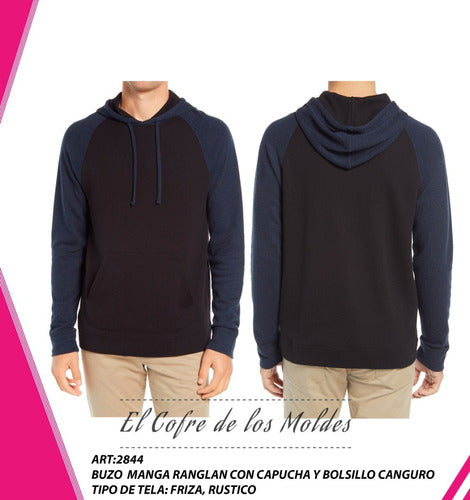 El Cofre de los Moldes - Digital Pattern for Hooded Raglan Sweatshirt + Pocket (Sizes 3XL to 7XL) 0