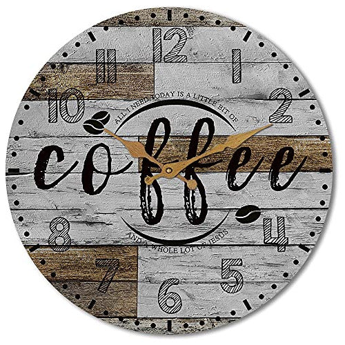 Sac Smarten Arts Rustic Kitchen Wall Clock Wood Coffee 30 Cm 0