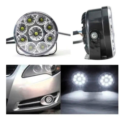 Kit 2 Faros 9 Leds Luz Auxiliar Reflector Accesorio Moto 4