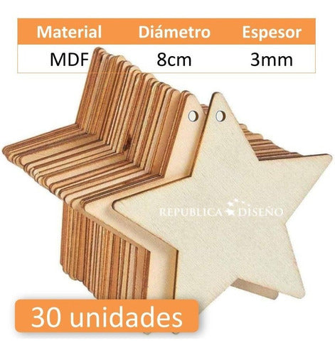 Republica Diseño Estrella 8cm Corte Figura Fibrofacil Agujero Decora Mdf3mm 1