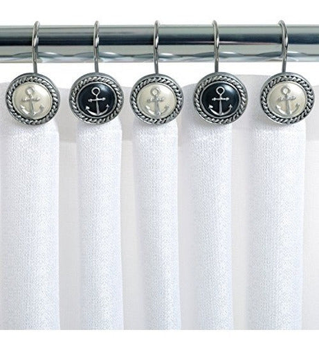 Zenna Home, India Ink Beach Cottage Shower Curtain Hooks, Nautical 1