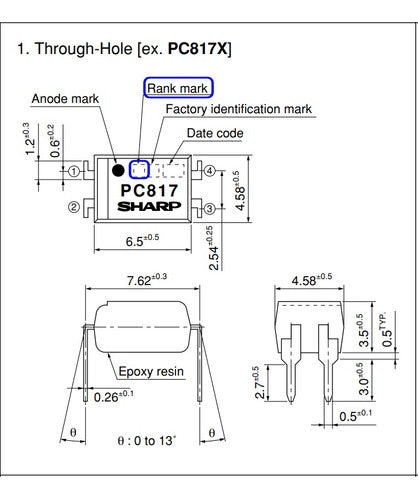 Set X 5 Pc817b Pc817 Rank B Optoacoplador Dip 4 1