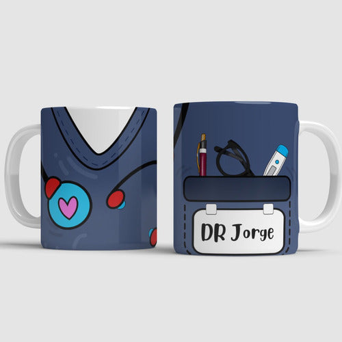 Miloutazas Taza Médicos Doctores Personalizada Bata Uniforme Azul 0