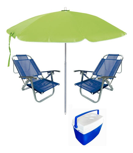 Botafogo Copacabana Beach Chairs + 34L Cooler + Beach Umbrella 0