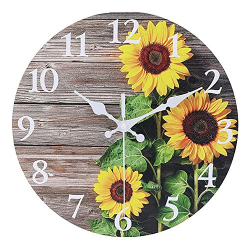 Reloj De Pared Redondo Con Decoración De Cocina De Girasol D 0