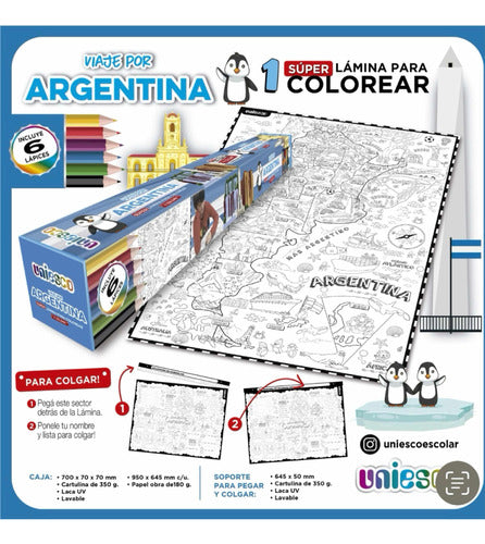 Ser Didactico Super Coloring Sheets Journey Through Argentina + 6 Colored Pencils 1