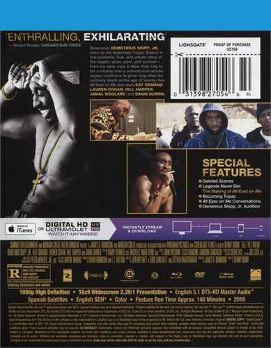 Blu-ray + Dvd All Eyez On Me / La Historia De Tupac Shakur 1