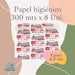 Papel Higienico 300 Mts Bobina Cono 4.5 Cm X 8 Unidades 1