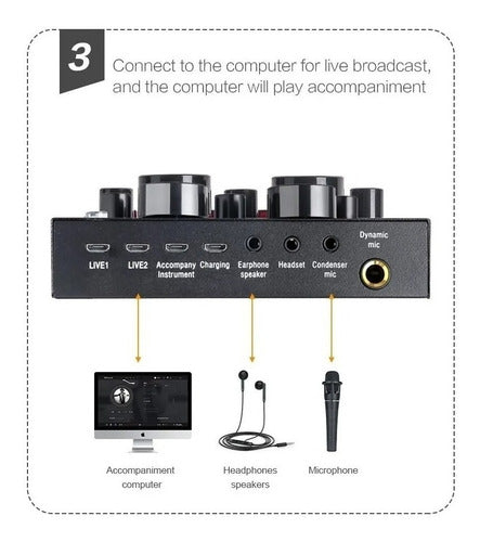 Vt-Power V8 Placa D Sonido Usb Grabacion Efectos Celular Pc Audio @l9 6