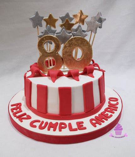 Torta Con Numero Y Estrellas Dorado - Tematicas Cumpleaños 0