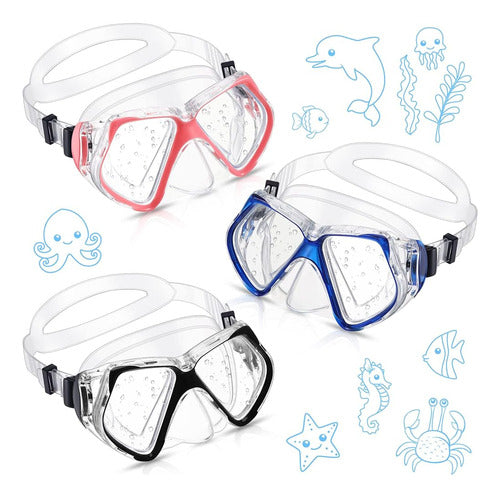 ~? Flauta 3 Piezas Natación Gafas De Buceo Nadar Snorkel Gaf 0