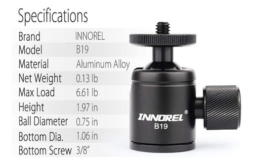 Innorel B19 Mini Tripod Ball Head 3