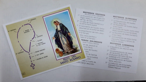 50-Piece Pack of Holy Rosary Prayer Cards - 10 x 12 cm - Miraculous Medal Design 2