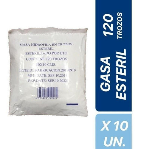 Gasa Estéril 10x10 120 Trozos (pack X 10 Sobres) 0