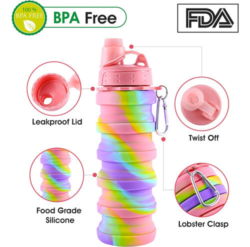 MAKERSLAND Rainbow Design Foldable Water Bottle for Girls Sports School 2