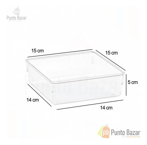 Square Acrylic Organizer Container for Refrigerator 15 cm x 2 1