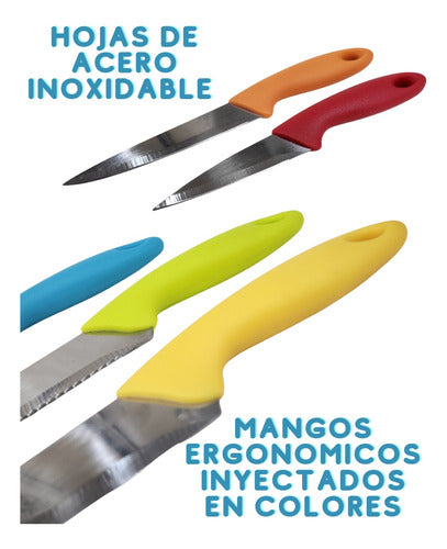 5 Cuchillos Colores Acero Inoxidable En Caja Regalo 2