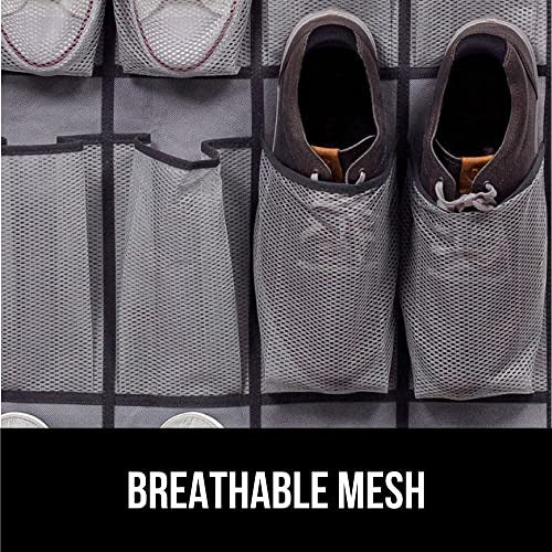 Gorilla Grip Slip Resistant Breathable Space Saving Mesh Large 24 Pocket Shoe Organizer, Up To 40 Pounds, Over The Door, Sturdy Closet Storage Rack Hangs On Closets For Shoes, Sneakers, Gray 4