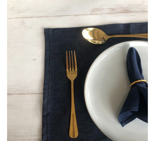 Noi Rectangular Jean Fabric Table Mats Set of 2 4