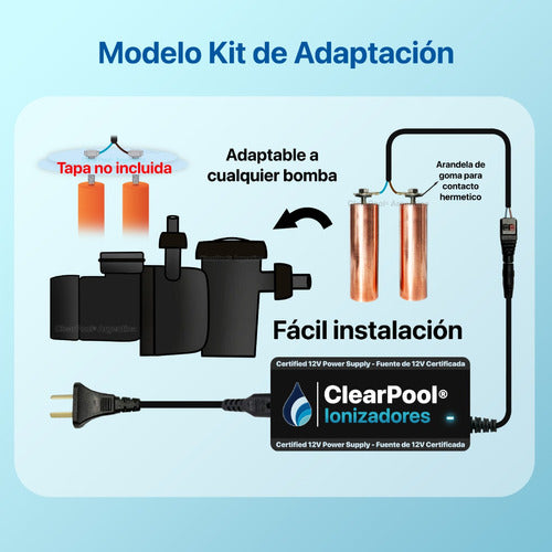 ClearPool® Argentina Ionizador Piscina Ecoline-TK Kit Para Cualquier Bomba + Timer 1