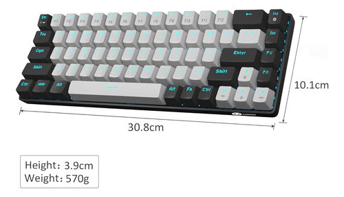 Teclado Videojuegos Compacto De 68 Teclas Pc Mac Gris-negro 6