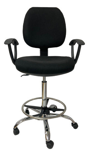 NOffice High Leather Cashier Chair with Armrests, Metal Base Quality 0