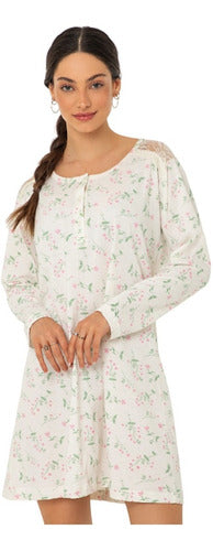 Florcitas Long Sleeve Button-Up Jersey Nightgown T.5 23125 0