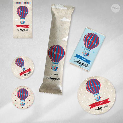 GANGAGRAM Printable Kit Hot Air Balloon Red Blue Candy Bar 1