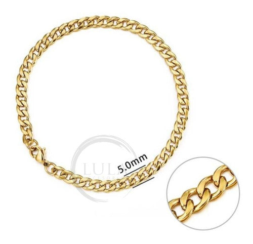 Men Women Gold Plated Surgical Steel Link Bracelet 0.5cm 0