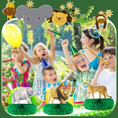 Yeaqee Decoraciones Safari Para Niño, 12 Pcs, Estilo Miel De Abeja 1