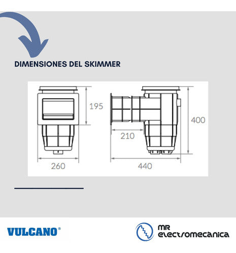 Vulcano Combo Kit for Concrete Pool: 20cm Skimmer, Bottom Suction, Adjustable Returns, and Virola 5