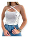 Crossed Short Top with Front Lace Detail at Neckline 10