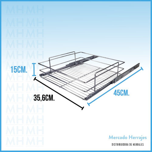 M&H Canasto Para Bajo Mesada Extraible 35,6cm Pint. Cromo 1