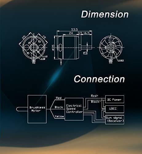 BINYEAE Motor D3536 Brushless Outrunner 1250kv RC 1