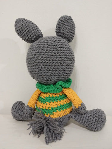 Love Amigurumi Gray Rabbit Crochet Attachment Doll 1