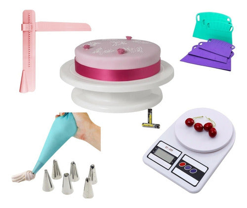 Levys Bazar Rotating Cake Platter Kitchen Scale Pastry Bag Set 0