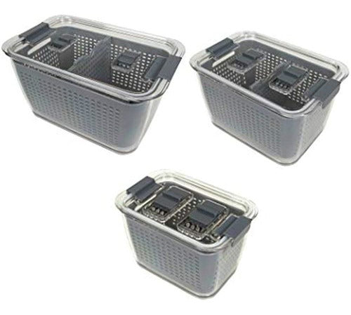 Kitchen Spaces Grey Colador Bin Paquete Variado, Organizador 0