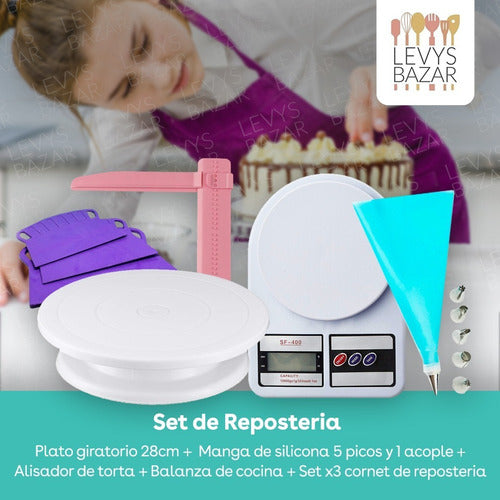 Set Reposteria Plato Giratorio Balanza Cocina Manga Picos 1