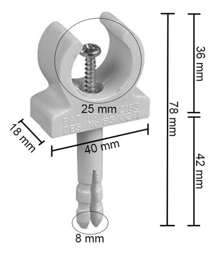 IPS Grampa Para Caño 3/4 - 25mm Con Tornillo Y Tarugo 1